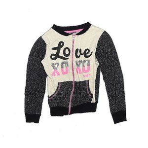XOXO SPORT Jacket Gray graphic zip up sweater Love with sequins Y 10 12